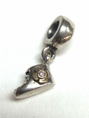 Pandora Two-Tone Sneaker Charm with Pink Stone